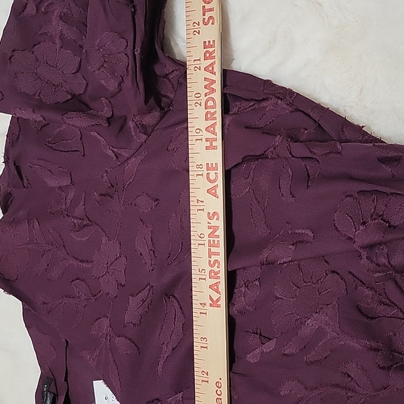 Plum Faux Wrap Ruffle Ann Taylor Blouse Womens Size Large - Picture 9 of 10